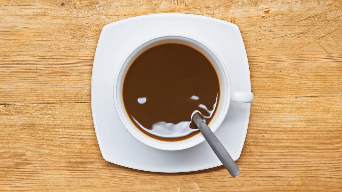 Cup of thick Spanish hot chocolate seen from above